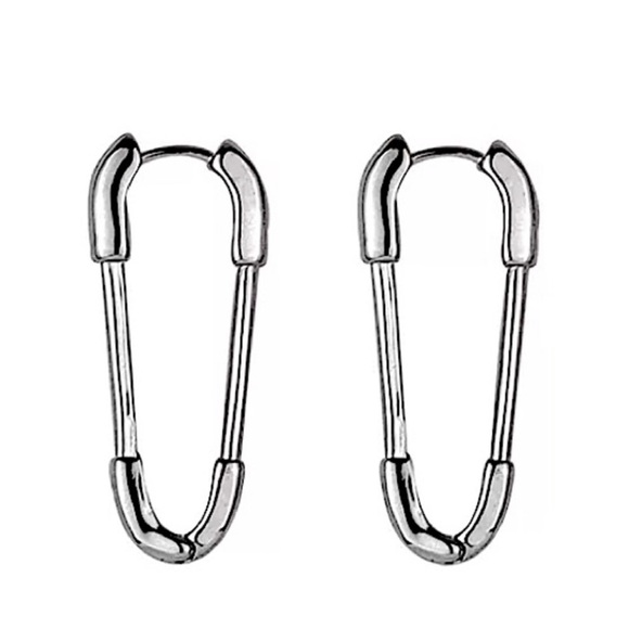 Sterling Silver Safety Pin Earrings - Picture 3 of 7